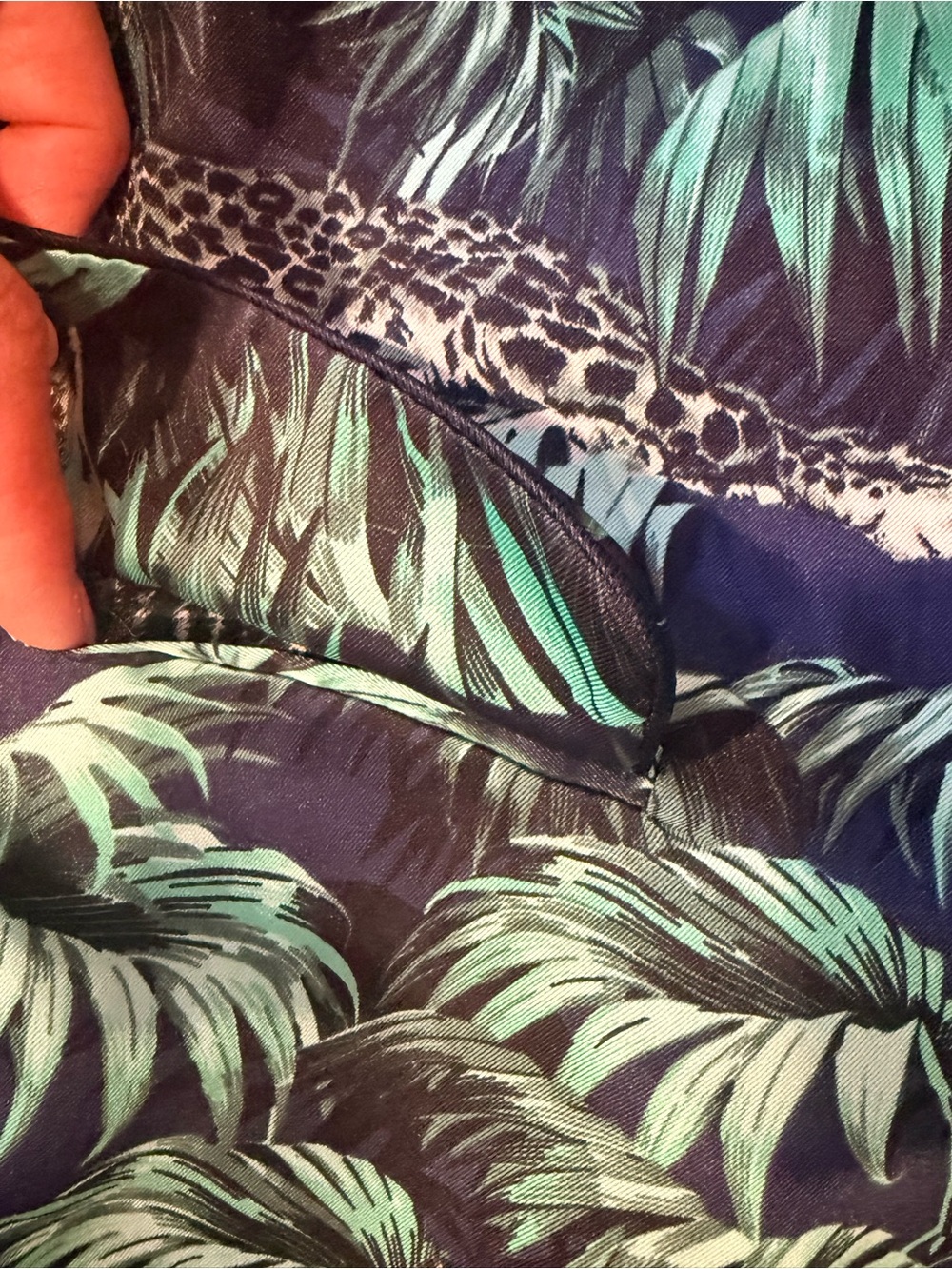 Zara Navy Blazer with Green Tropical Leaf Print - Picture 5 of 5